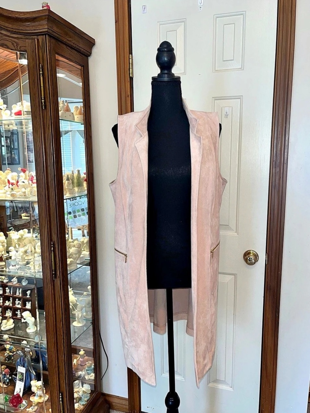 Calvin Klein Faux Suede Long Duster Vest Pink Size 12
